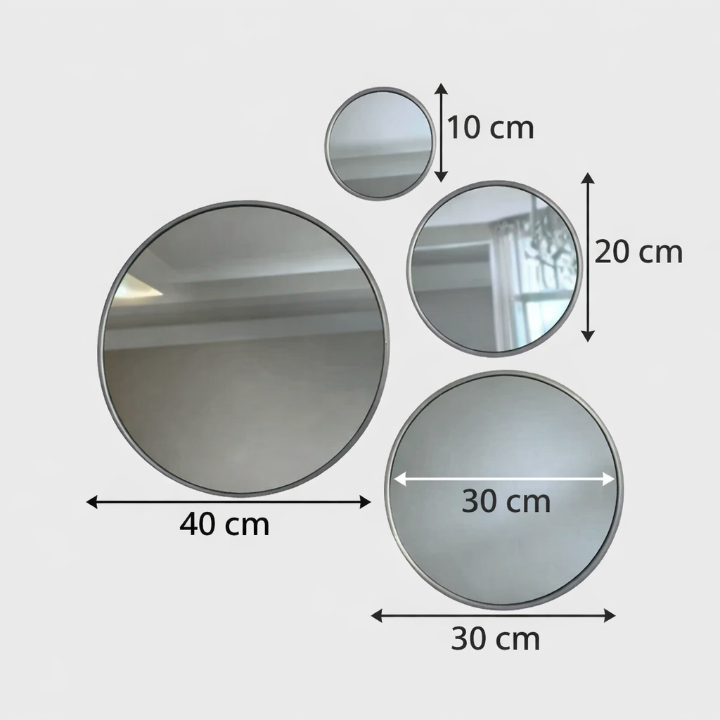 Pack 4 Miroirs Ronds Gris