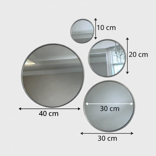 Pack 4 Miroirs Ronds Gris